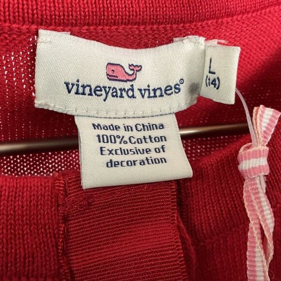 NWT Vineyard Vines Ruffle Front Cardigan Red Girls Large (14), 100% Cotton - Picture 6 of 11